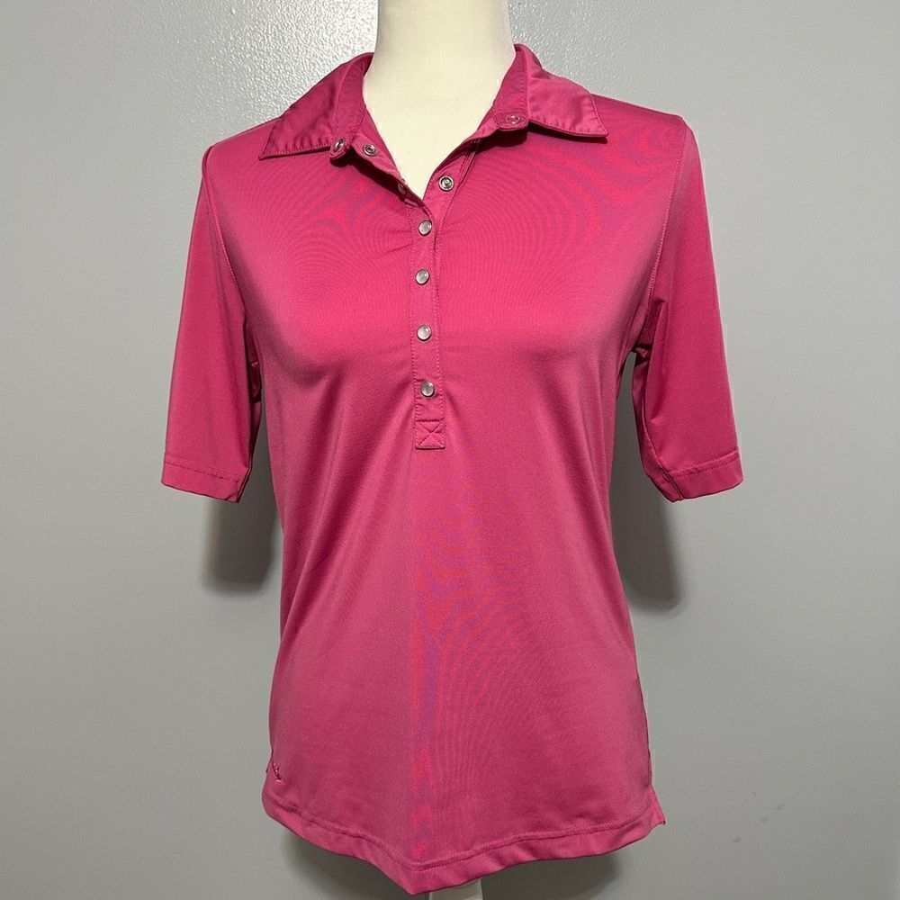 Daily Sport Tulip Pink Short Sleeve Polo Shirt. Size M